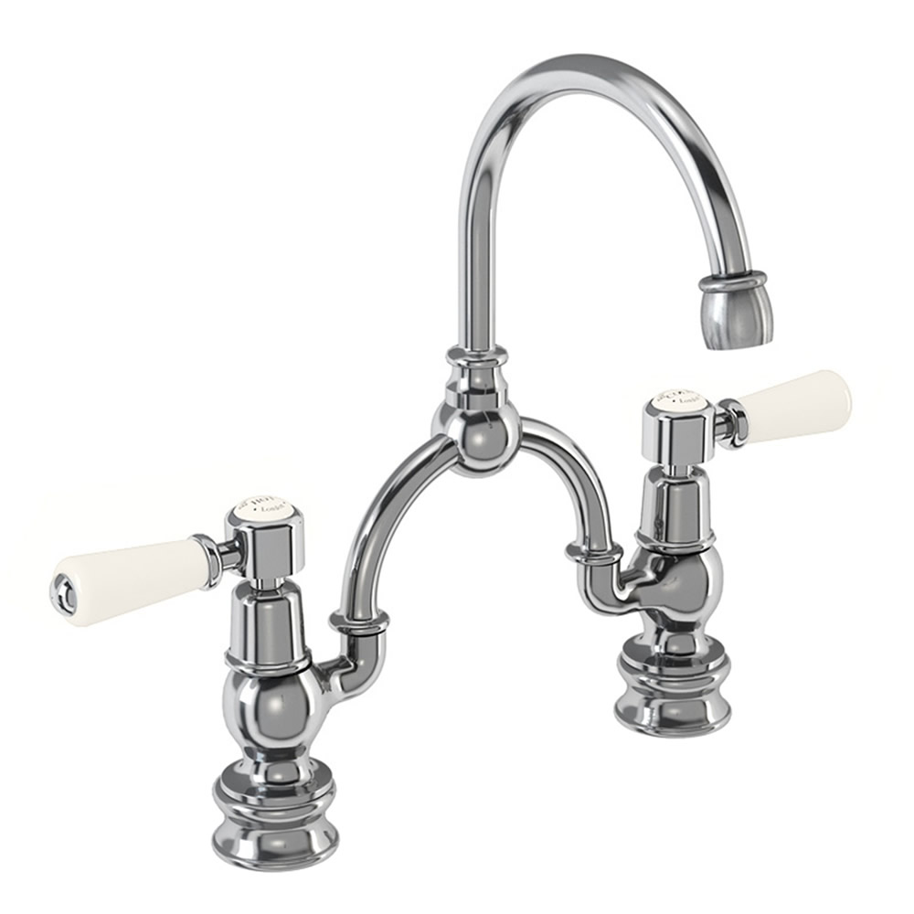 Kensington Medici Regent 2 tap hole arch mixer with curved spout (230mm centres)